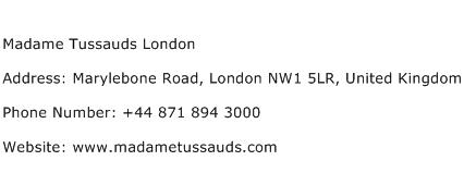 Madame Tussauds London Address Contact Number