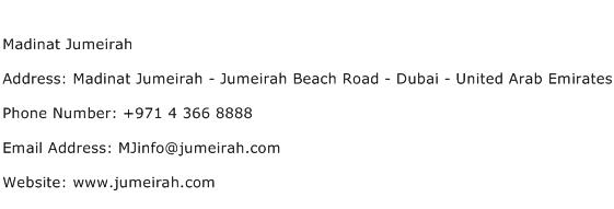 Madinat Jumeirah Address Contact Number