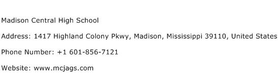 Madison Central High School Address Contact Number