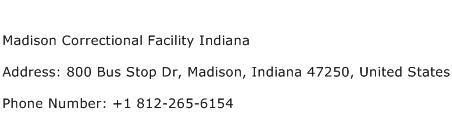 Madison Correctional Facility Indiana Address Contact Number