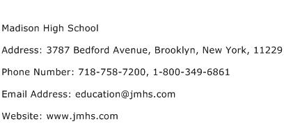 Madison High School Address Contact Number