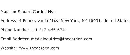Madison Square Garden Nyc Address Contact Number
