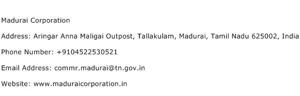 Madurai Corporation Address Contact Number
