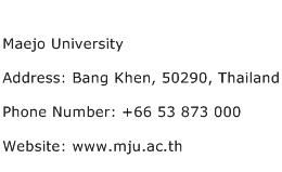 Maejo University Address Contact Number