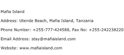Mafia Island Address Contact Number