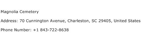 Magnolia Cemetery Address Contact Number