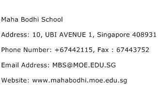 Maha Bodhi School Address Contact Number