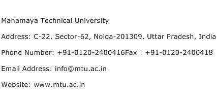 Mahamaya Technical University Address Contact Number