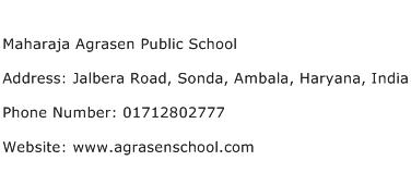 Maharaja Agrasen Public School Address Contact Number