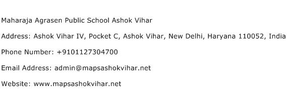 Maharaja Agrasen Public School Ashok Vihar Address Contact Number