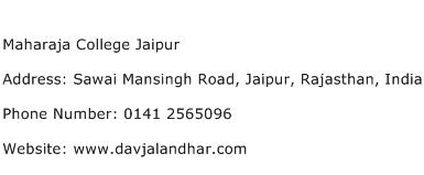 Maharaja College Jaipur Address Contact Number