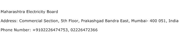 Maharashtra Electricity Board Address Contact Number