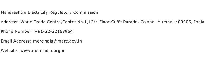 Maharashtra Electricity Regulatory Commission Address Contact Number