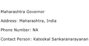 Maharashtra Governor Address Contact Number