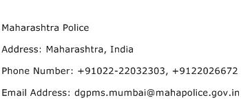Maharashtra Police Address Contact Number