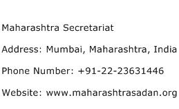 Maharashtra Secretariat Address Contact Number
