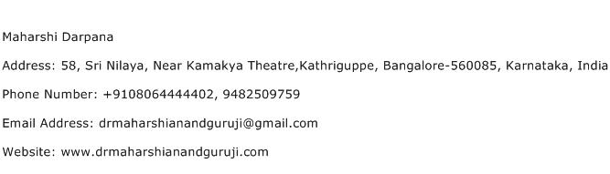Maharshi Darpana Address Contact Number