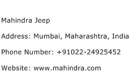 Mahindra Jeep Address Contact Number