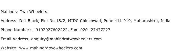 Mahindra Two Wheelers Address Contact Number