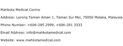 Mahkota Medical Centre Address Contact Number