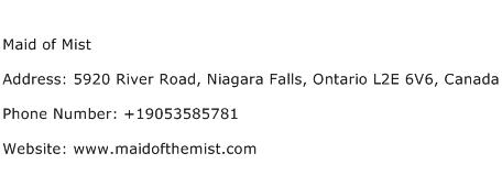 Maid of Mist Address Contact Number