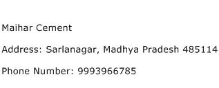 Maihar Cement Address Contact Number