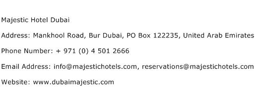 Majestic Hotel Dubai Address Contact Number