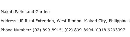 Makati Parks and Garden Address Contact Number