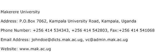Makerere University Address Contact Number