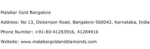 Malabar Gold Bangalore Address Contact Number