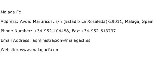 Malaga Fc Address Contact Number