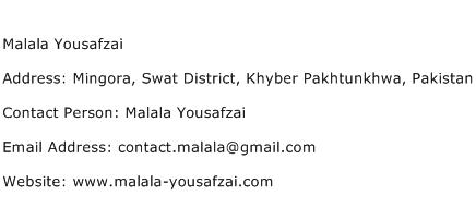 Malala Yousafzai Address Contact Number