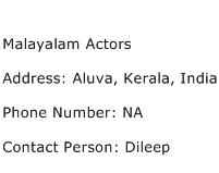 Malayalam Actors Address Contact Number