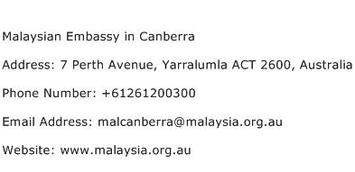 Malaysian Embassy in Canberra Address Contact Number