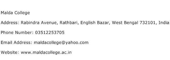 Malda College Address Contact Number