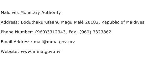 Maldives Monetary Authority Address Contact Number