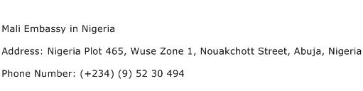Mali Embassy in Nigeria Address Contact Number