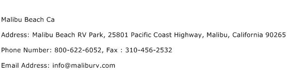 Malibu Beach Ca Address Contact Number