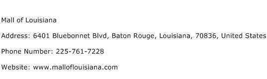 Mall of Louisiana Address Contact Number