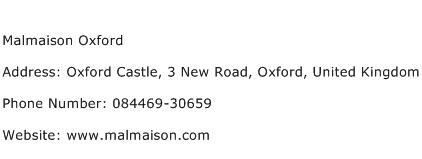 Malmaison Oxford Address Contact Number