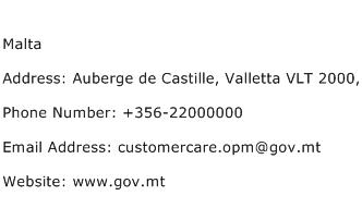 Malta Address Contact Number