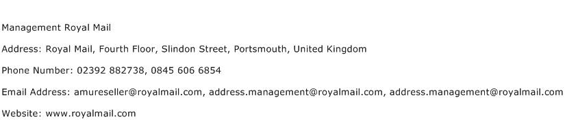 Management Royal Mail Address Contact Number
