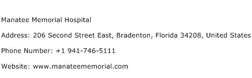 Manatee Memorial Hospital Address Contact Number