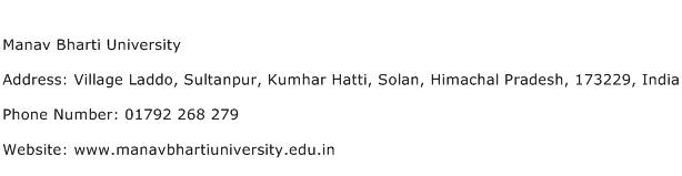 Manav Bharti University Address Contact Number