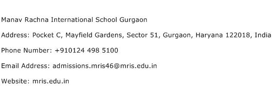 Manav Rachna International School Gurgaon Address Contact Number