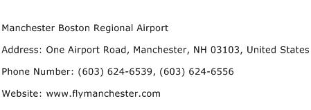 Manchester Boston Regional Airport Address Contact Number