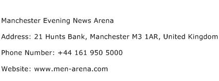 Manchester Evening News Arena Address Contact Number