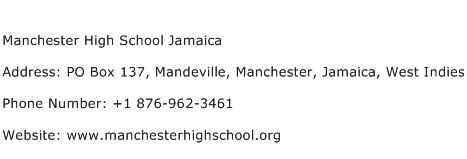 Manchester High School Jamaica Address Contact Number
