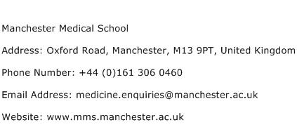 Manchester Medical School Address Contact Number