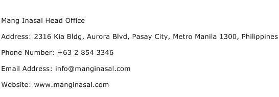 Mang Inasal Head Office Address Contact Number